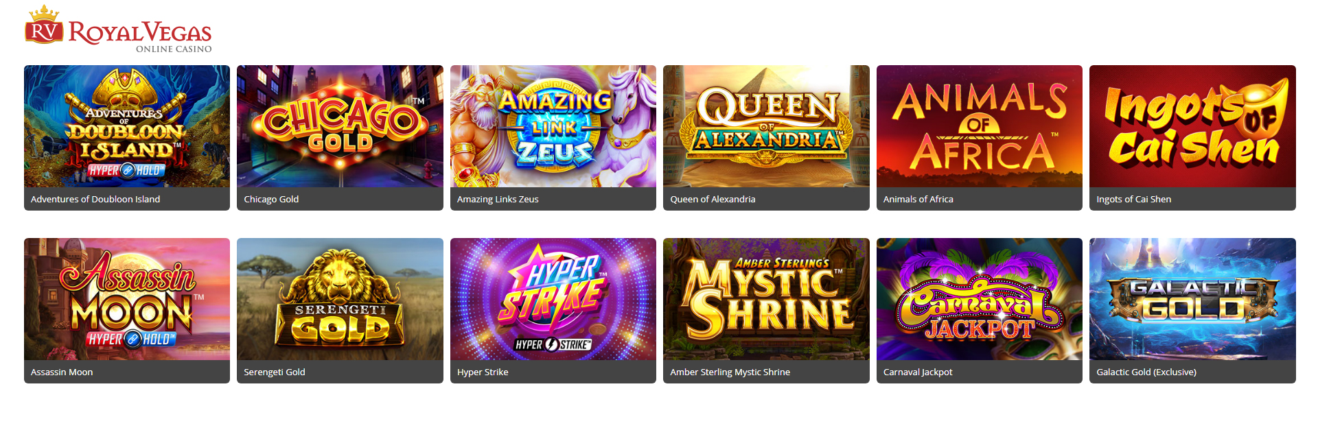 Royal Vegas casino games. 
